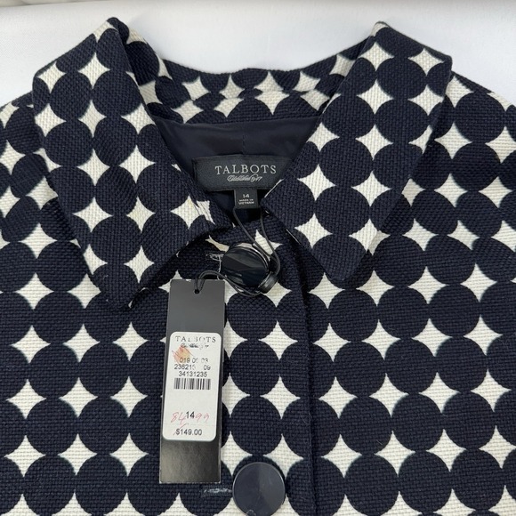 NEW Talbots Jackie Fit Polka Dot Blazer Jacket 100% Cotton Womens Size 14 Preppy - Picture 8 of 14